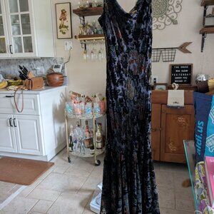 Vintage Newport News Velvet Rayon Silk Cocktail Party Formal Long Dress Size 8